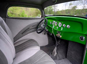 vintage green truck interior